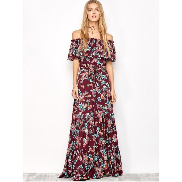 ZAFUL | Off the Shoulder Maxi Floral Dress - Picture 2 of 8